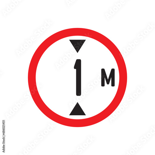 Red Warning Sign hirht  1m / meter: Graphic Design Icon with White Background
