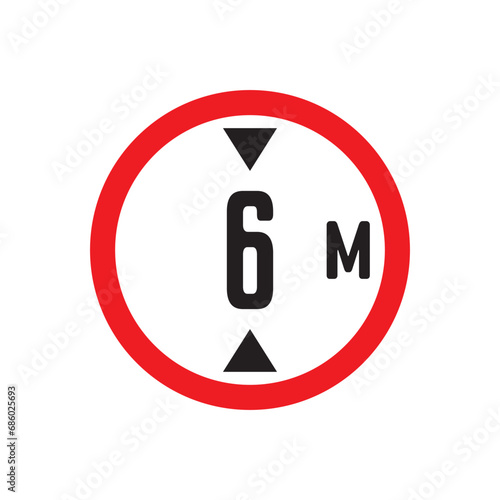 Free Download Red Warning Sign hirht  6m / meter: Graphic Design Icon with White Background - GFXLoad
