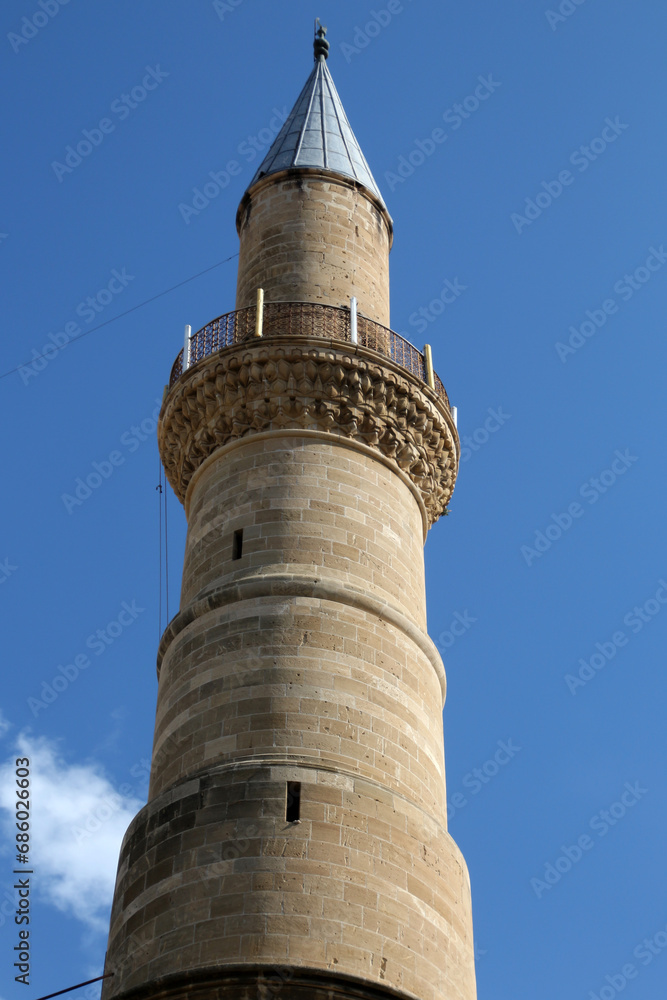 Selimiye Mosque minaret is a former Christian cathedral that was converted into a mosque and is located in North Nicosia, Northern Cyprus  