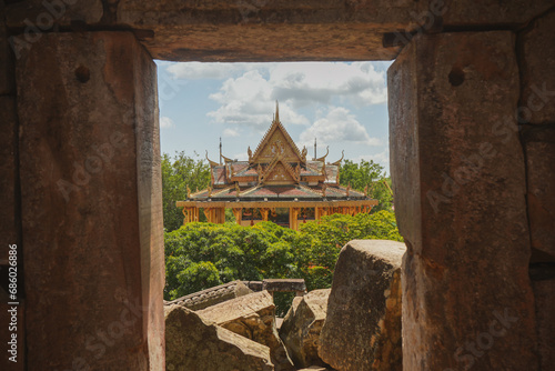Ruined Arch and Buddist Temple - Battambang, Cambodia 