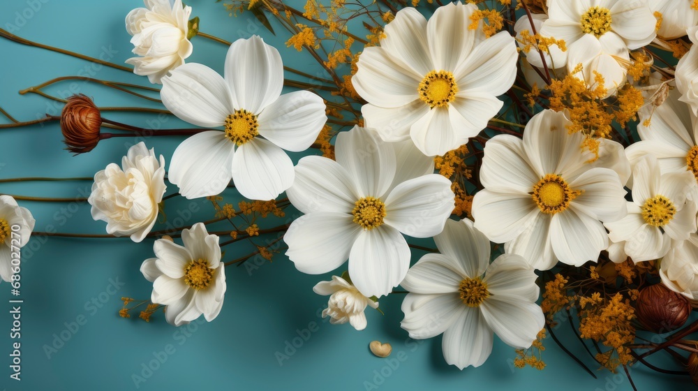White Cosmos Flower Yellow Center, HD, Background Wallpaper, Desktop Wallpaper 