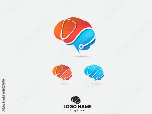 Brain Doctor logo design. Doctor brain. Business. Hospital. Creative design. Healthcare. Brain vector. Human. Medical. Premium template