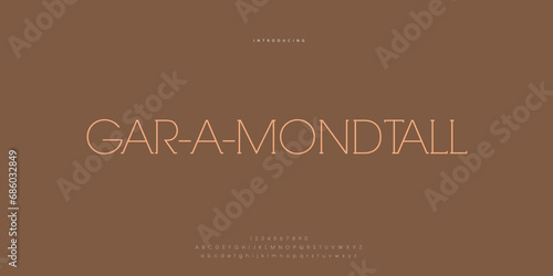Hand drawn elegant alphabet letters font and number. Classic Lettering Minimal Fashion Designs. Typography modern Sen serif fonts regular decorative vintage concept. vector illustration