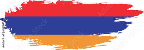 Armenia flag on brush paint stroke. 