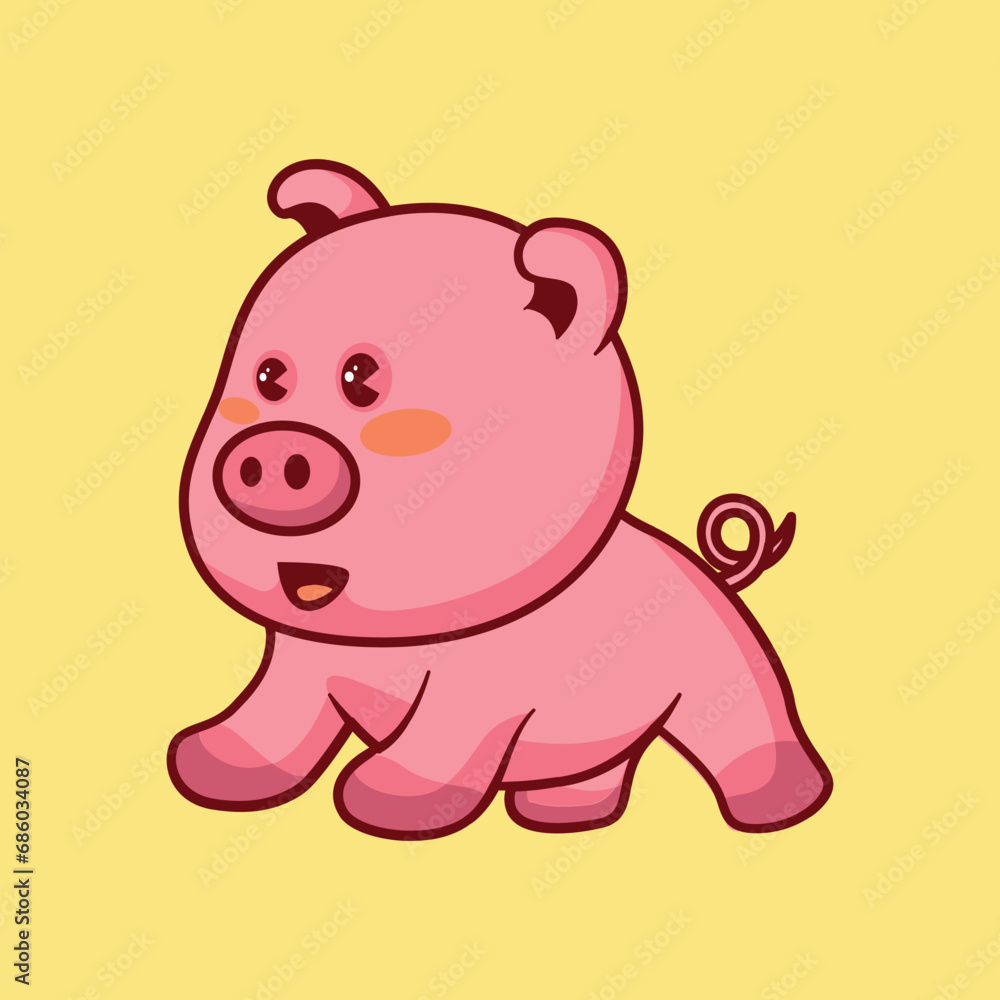 Cute pig cartoon icon vector illustration Cute pig cartoon icon vector illustration