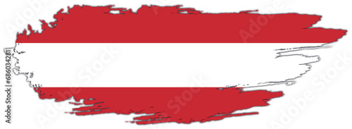Austria flag on brush paint stroke. 
