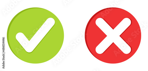 Circle checkmark green and red button choice voting symbol illustration photo