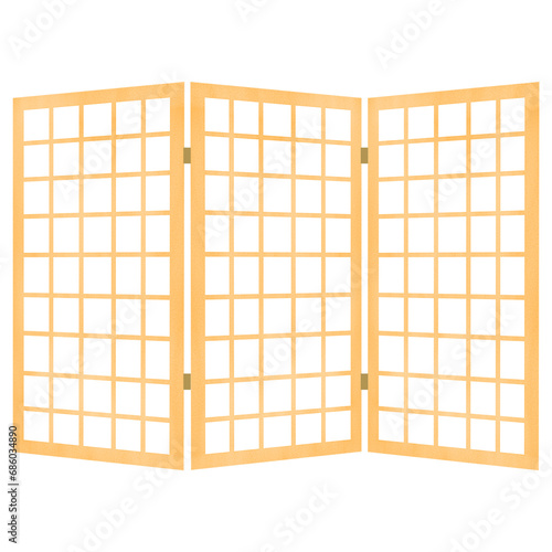 Beautiful Japanese traditional partition-folding door isolated on a white background