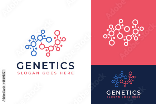 Genetic Protein Molecule Acid DNA Science Lab Logo Design Branding Template