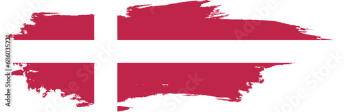 Denmark flag on brush paint stroke. 