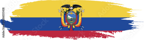 Ecuador flag on brush paint stroke. 