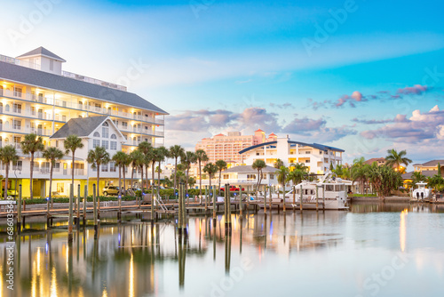 beautiful evening seaside scenery at Clearwater Beach, Tampa Florida, US