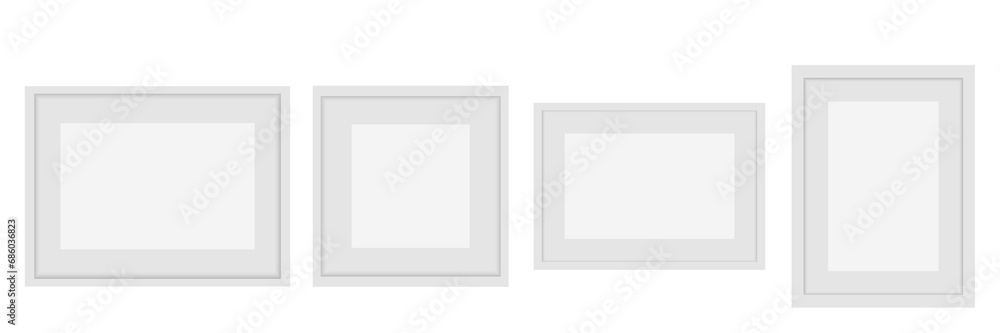 Set of white wood frame or photo frame on white background. Vector illustration Set of white wood frame or photo frame on white background. Vector illustration