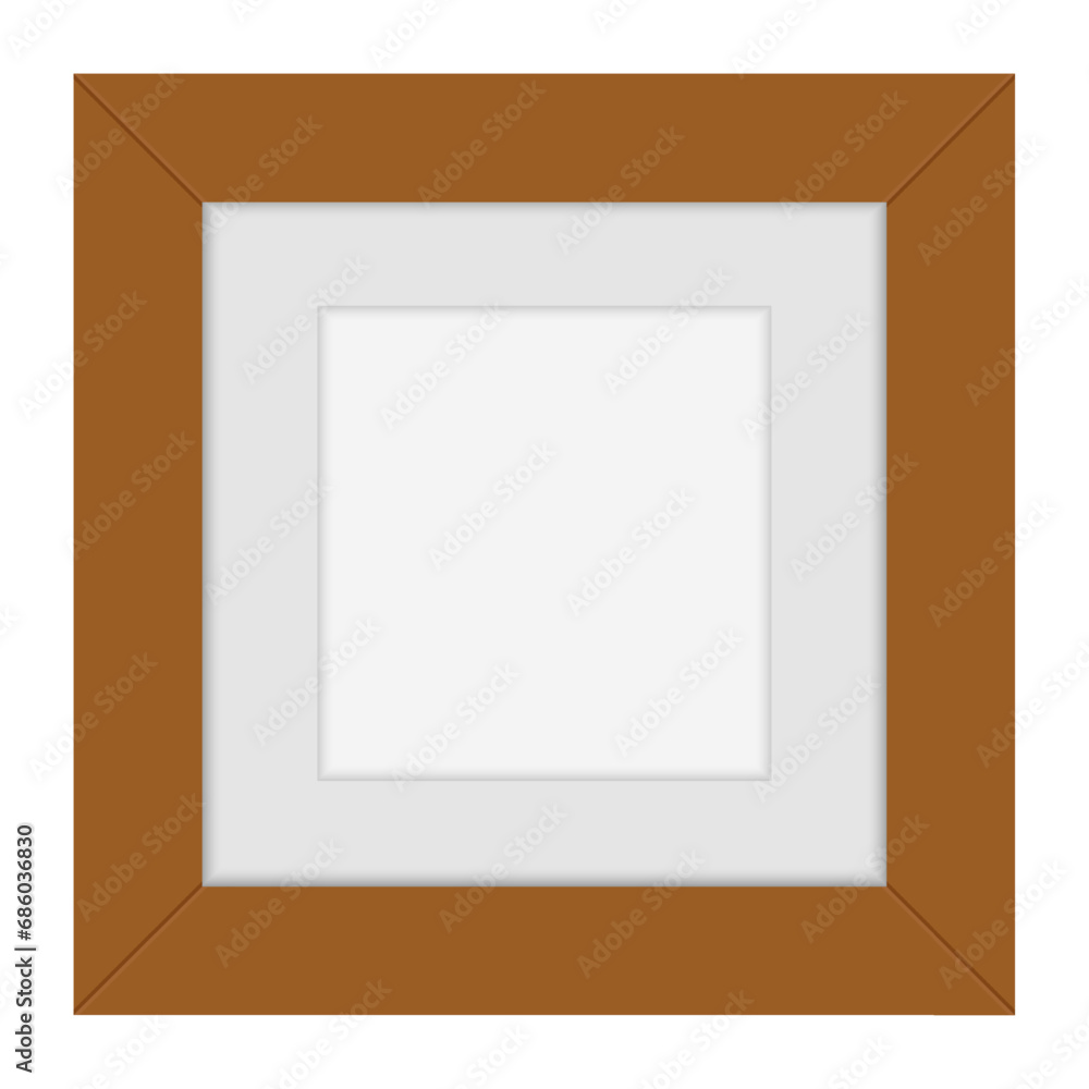 Brown wood frame and white picture frame on white background. Vector illustration Brown wood frame and white picture frame on white background. Vector illustration