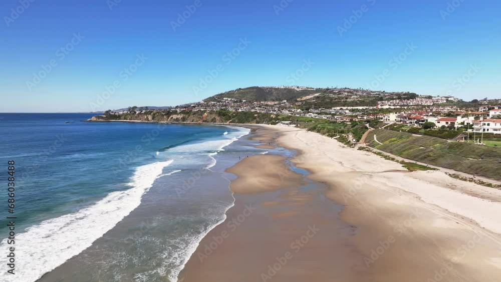 Long Stretch Of Sandy Beach In Dana Point, California, United States - Aerial Drone Shot Long Stretch Of Sandy Beach In Dana Point, California, United States - Aerial Drone Shot