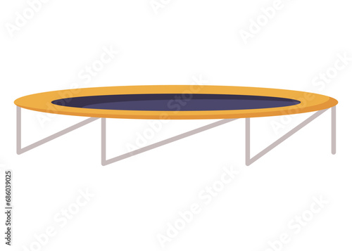 Jumping trampoline for children and adults. Indoor or outdoor fun, fitness jumping. Equipment acrobatic and gymnastic exercises. Vector illustration