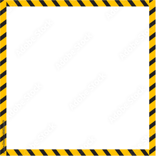 Warning striped rectangular background, yellow and black stripes on the diagonal, a warning to be careful.Under construction concept background. Warning tape frame on yellow background with copy space