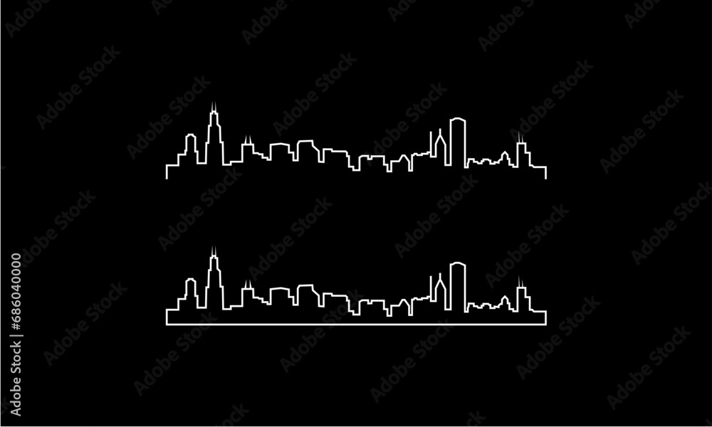 Naklejka premium Chicago skyline logo design