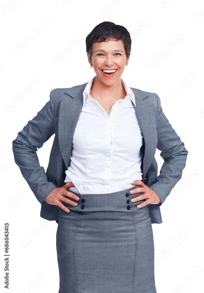 Business, happiness and portrait of mature woman isolated on transparent png background with smile. Businesswoman, office manager or professional person with executive career, confidence and pride. Business, happiness and portrait of mature woman isolated on transparent png background with smile. Businesswoman, office manager or professional person with executive career, confidence and pride.
