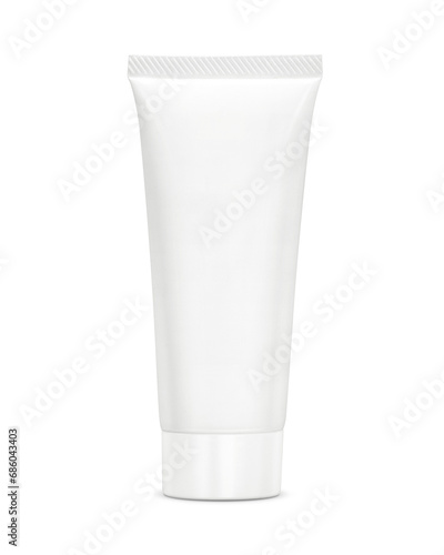 blank packaging white plastic tube for cosmetic product design mock-up photo
