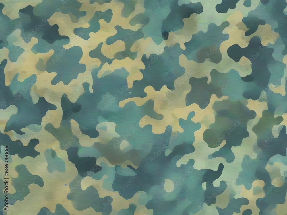 Fototapeta premium Full seamless orange camouflage texture skin pattern vector for military textile. Usable for Jacket Pants Shirt and Shorts. Green blue orange army camo design for fabric print.
