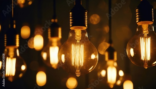 Beautiful retro luxury light bulb decor glowing for abstract background © Marko