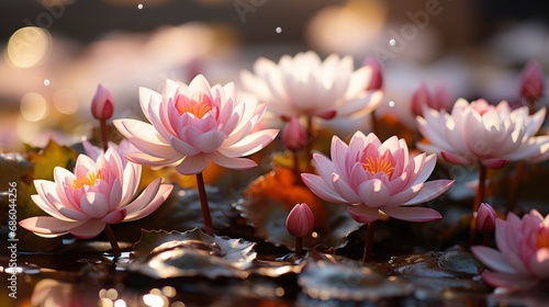Pink White Waterlily Lotus Grass Garden  HD  Background Wallpaper  Desktop Wallpaper 