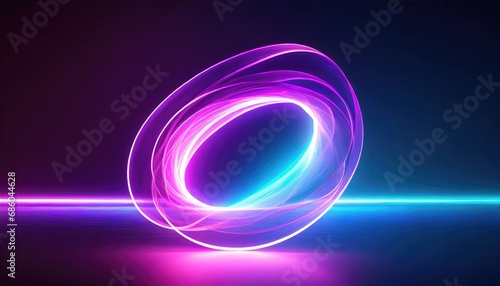 colorful background with abstract shape glowing in ultraviolet spectrum, curvy neon lines. Futuristic energy concept photo