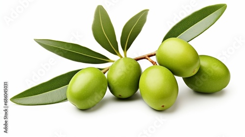 Wallpaper Mural Clipping path for olive tree branch, green olives with leaves isolated on white background. Torontodigital.ca