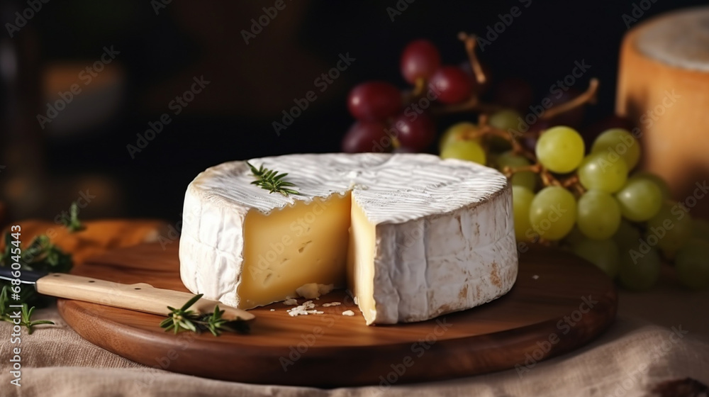 Delicious French cheese on a wooden table Delicious French cheese on a wooden table