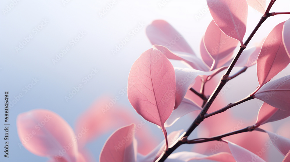 A background of pink ficus leaves