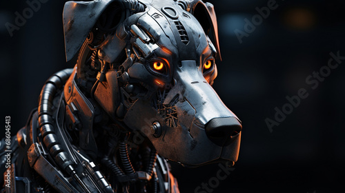 A portrait of a cyborg dog