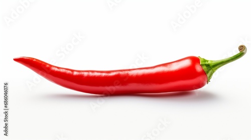 Collection of one red hot chili pepper isolated on white background with clipping path.