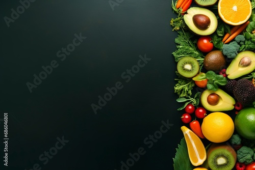 Healthy food with vegetable and fruit  copy space   generative ai