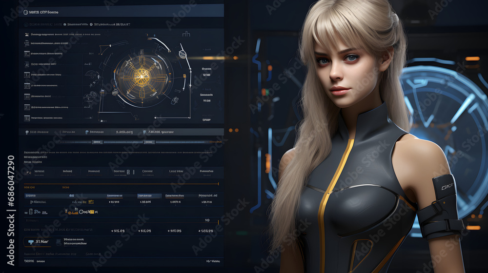 Young femal e engineer concept. GUI. generative ai. Young femal e engineer concept. GUI. generative ai.