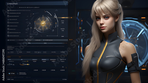 Young femal e engineer concept. GUI. generative ai.