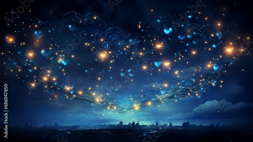 A constellation of heart-shaped stars lighting up the night sky, forming a celestial ode to love.