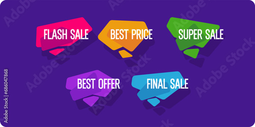 A set of images to advertise the sale. Stickers for advertising discounts. Vector graphics.