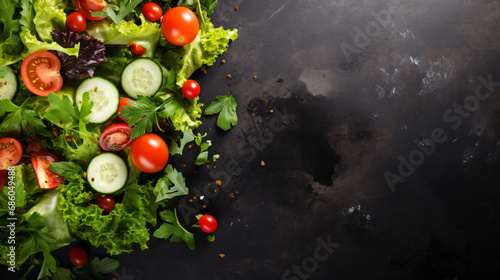 Fresh green salad with leaves 
