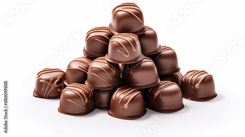 Chocolate candies isolated on white background .