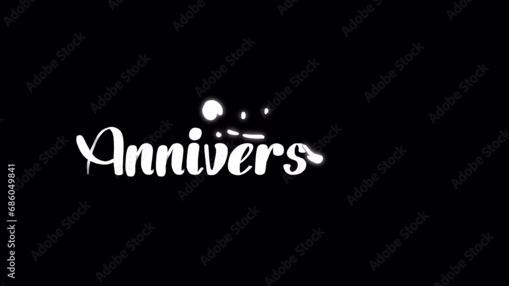 Happy Anniversary text animation with liquid trail handdrawn style