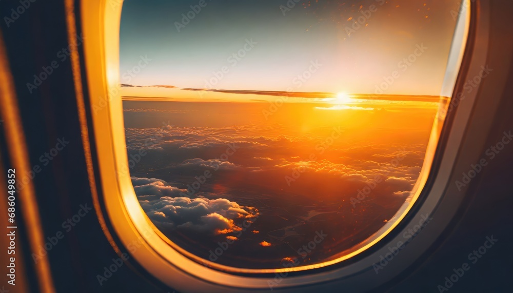sunset view from airplane window sunset view from airplane window