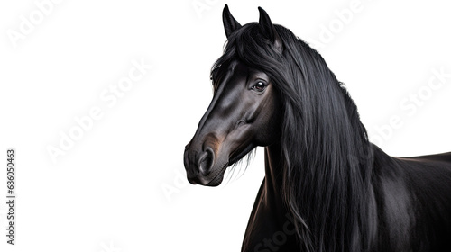 Black horse face. Isolated on Transparent background.