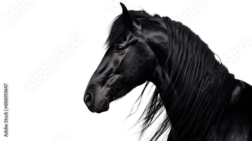 Black horse face. Isolated on Transparent background.