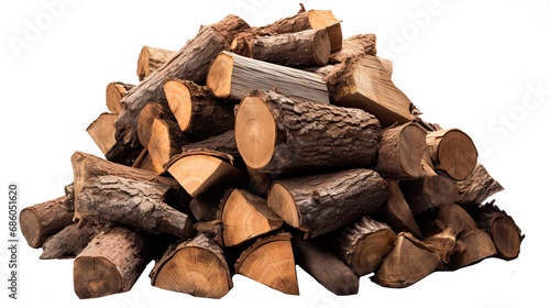 Firewood stack. Isolated on Transparent background.