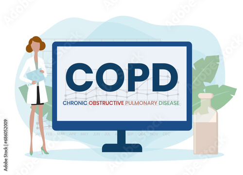 COPD - Chronic Obstructive Pulmonary Disease acronym, medical concept background. vector illustration concept with keywords and icons. lettering illustration with icons for web banner