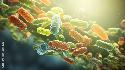 Escherichia coli bacterium E.coli 3d render photo