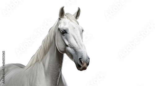 White horse face. Isolated on Transparent background.