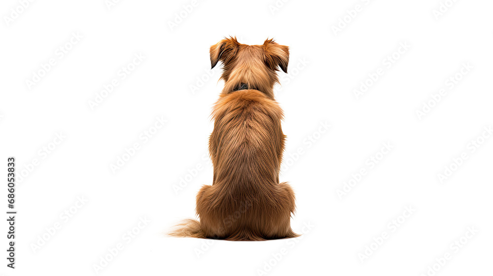 Obraz na płótnie Sitting dog back view. Isolated on Transparent background. w salonie
