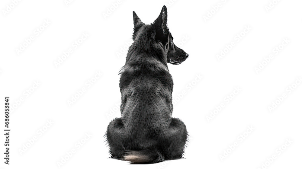 Sitting dog back view. Isolated on Transparent background. Sitting dog back view. Isolated on Transparent background.